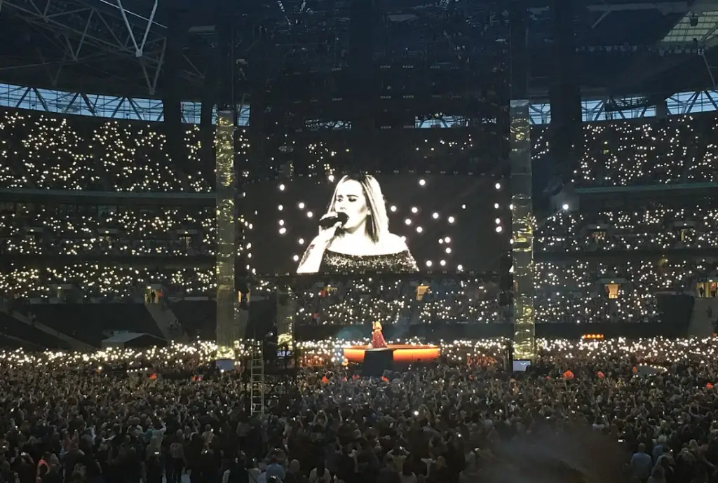 Adele performing at Wembley Stadium