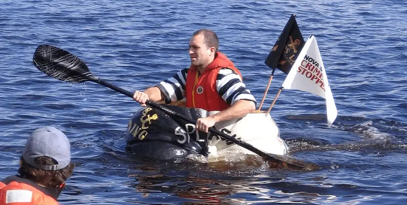 Giant pumpkin kayaking