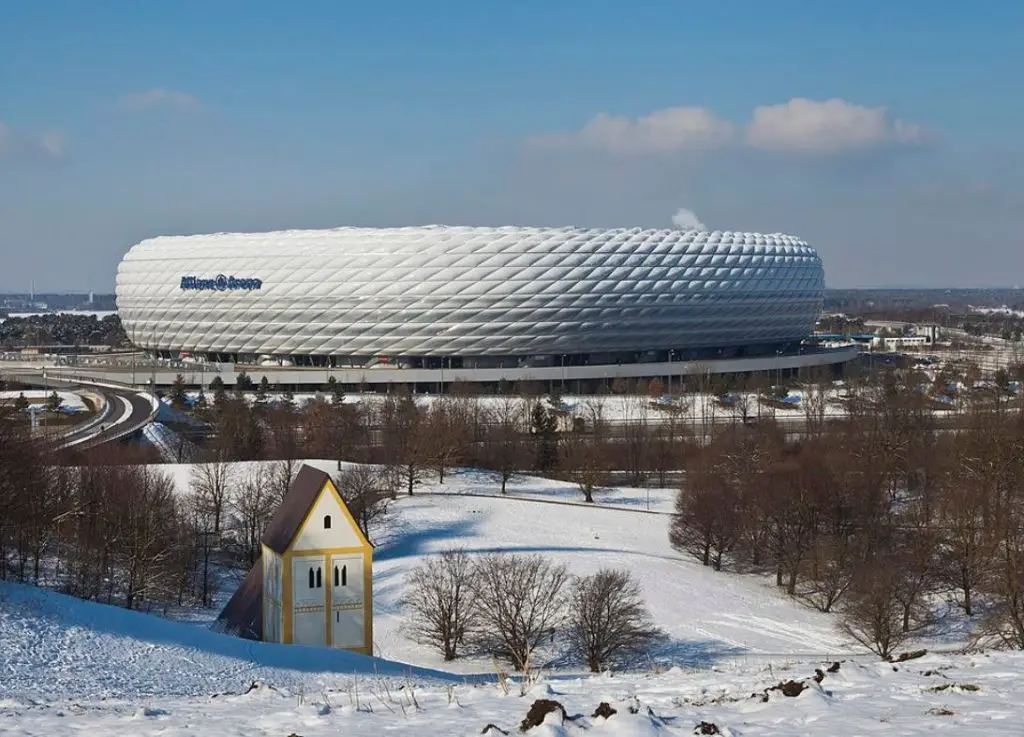 Allianz Arena and Holy Cross Church