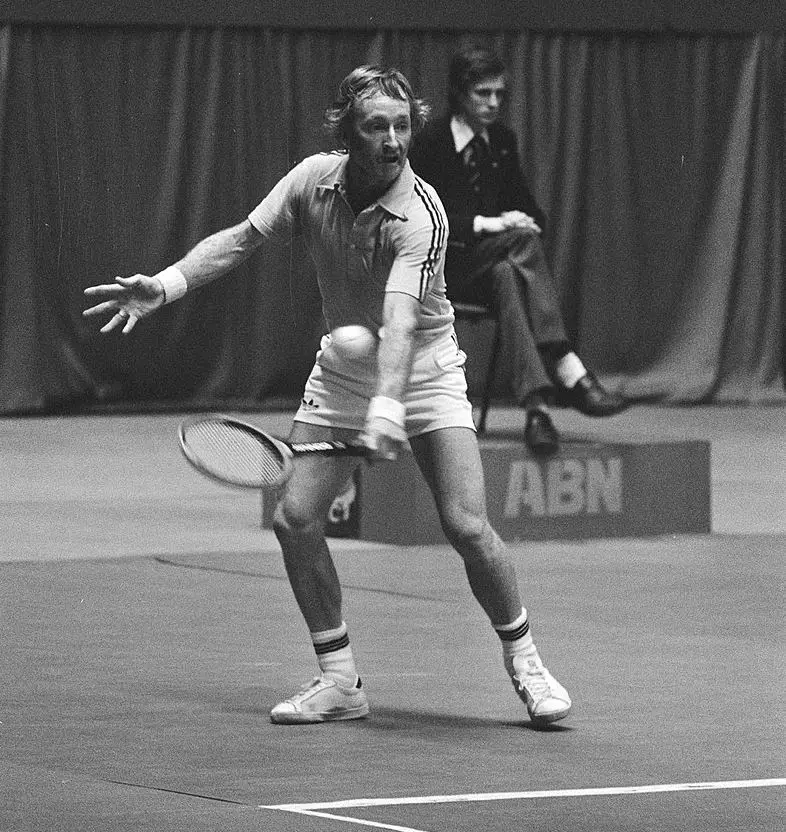 Rod Laver playing tennis
